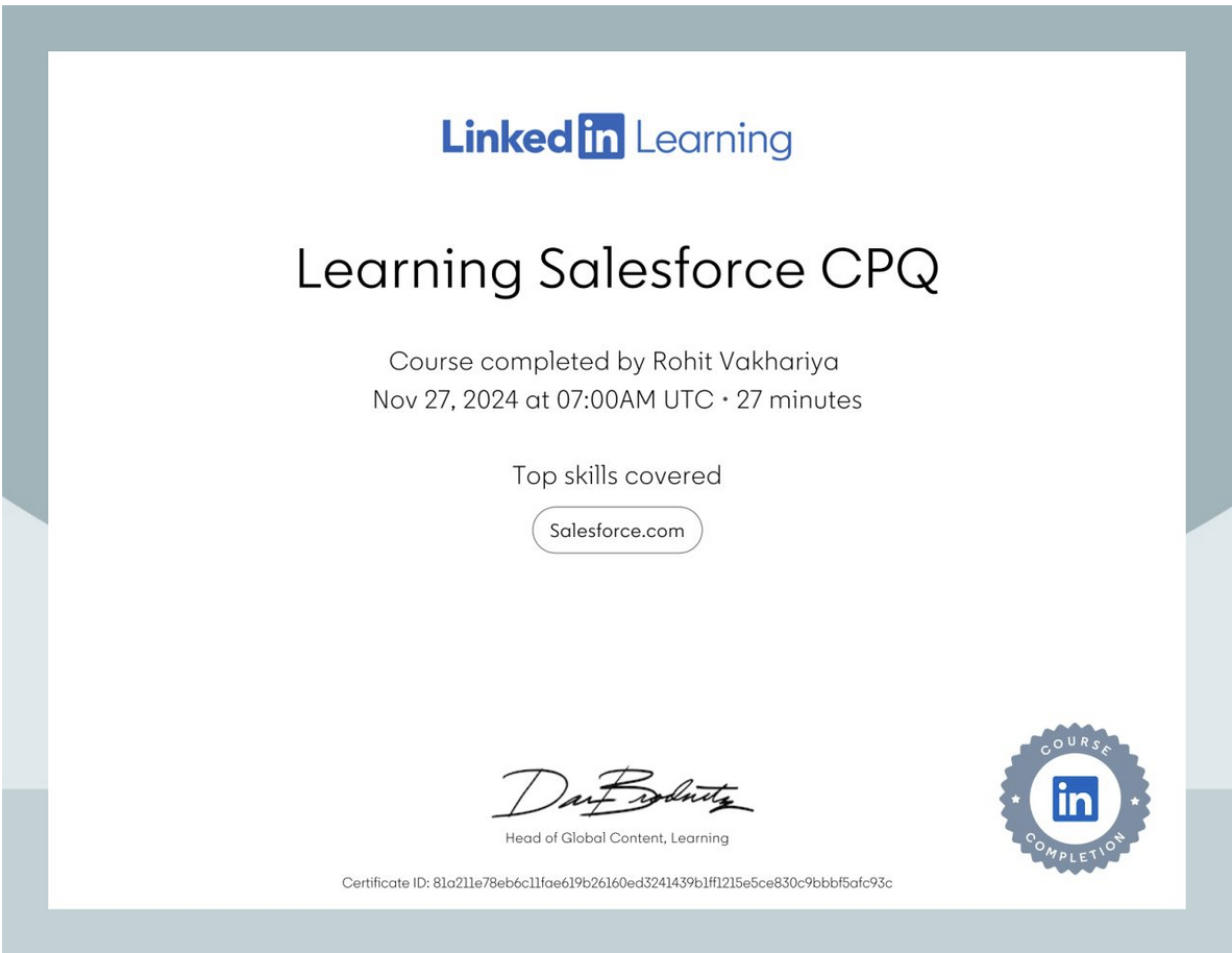 Learning Salesforce CPQ